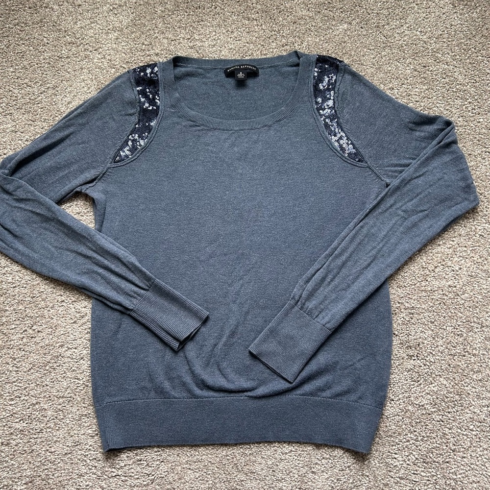 Banana- Light Blue Sweater with Sequin Accents